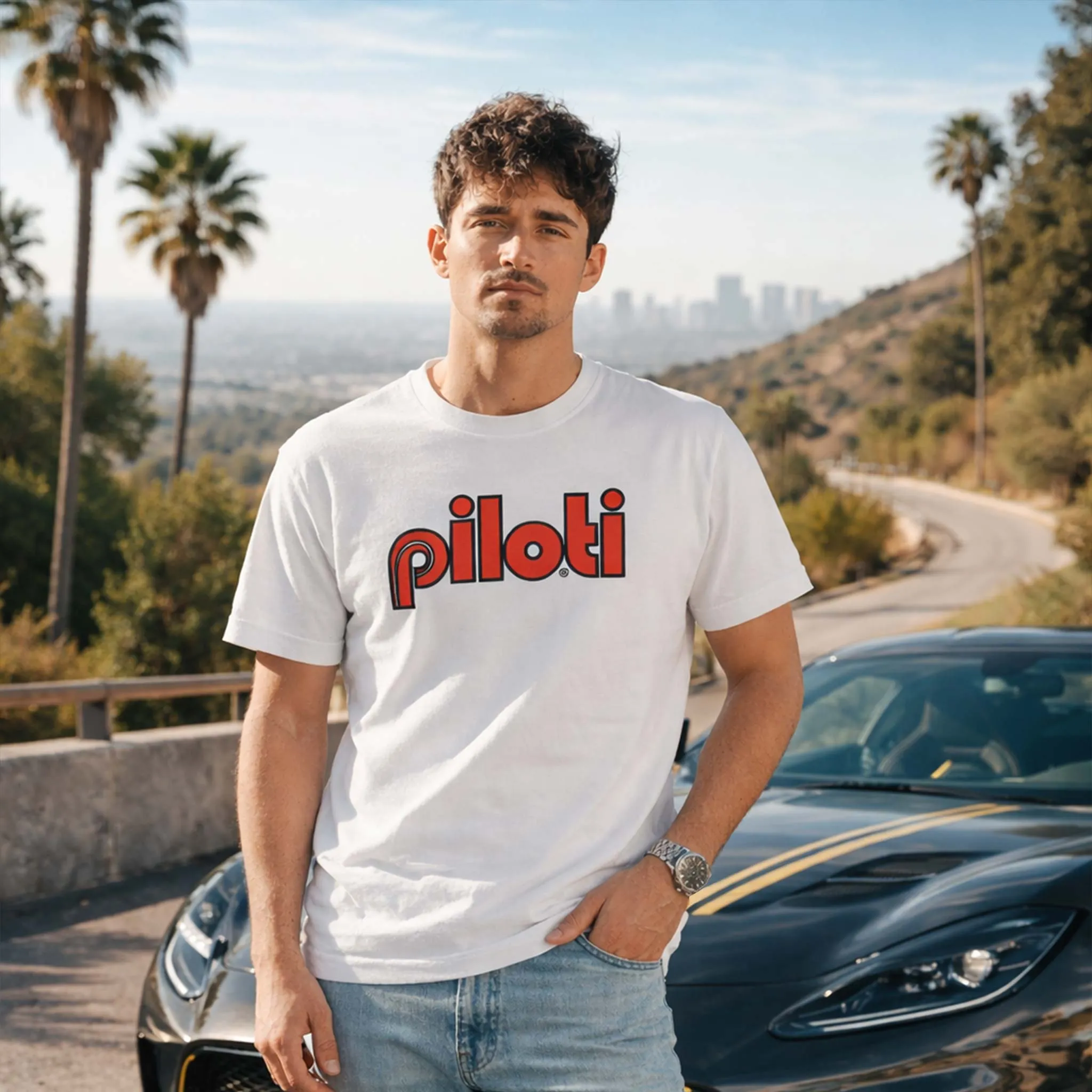 Retro Classic T-Shirt - White sold by Piloti Driving Shoes product image thumbnail 2