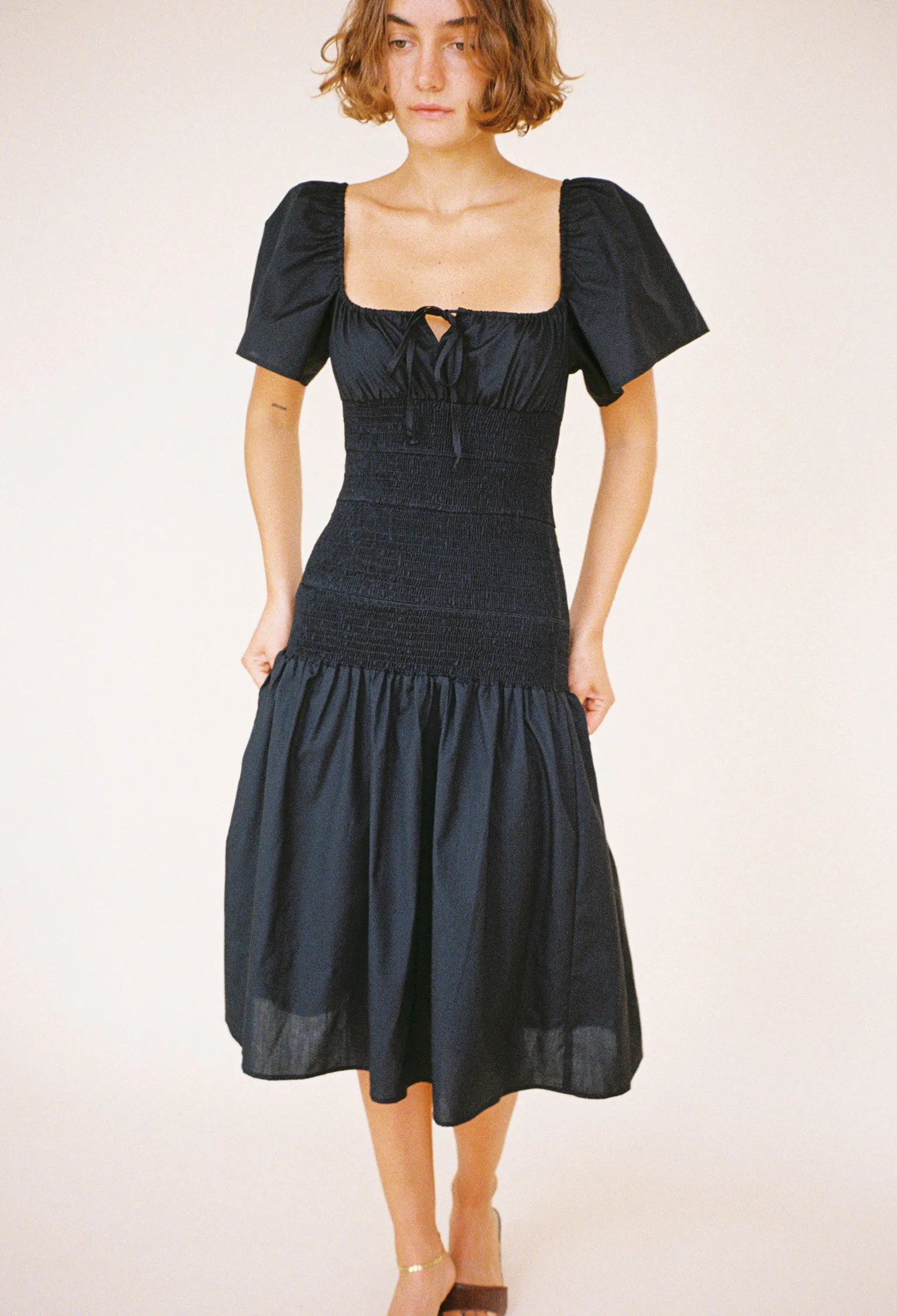 Chiara Dress Black Cotton sold by Ciao Lucia