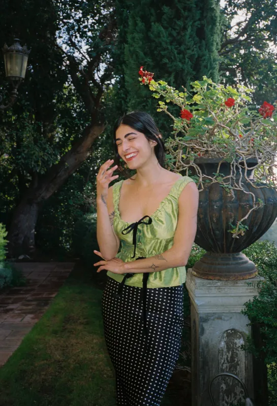 Ilaria Top Emerald Dupioni sold by Ciao Lucia