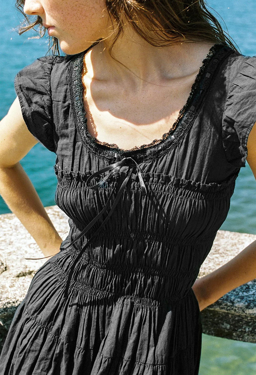 Lauretta Dress Black Cotton Voile sold by Ciao Lucia