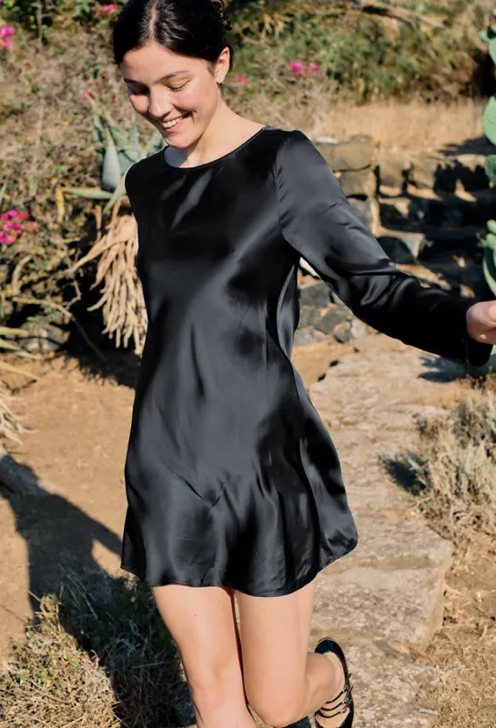 Patrice Black Satin Mini Dress sold by Ciao Lucia