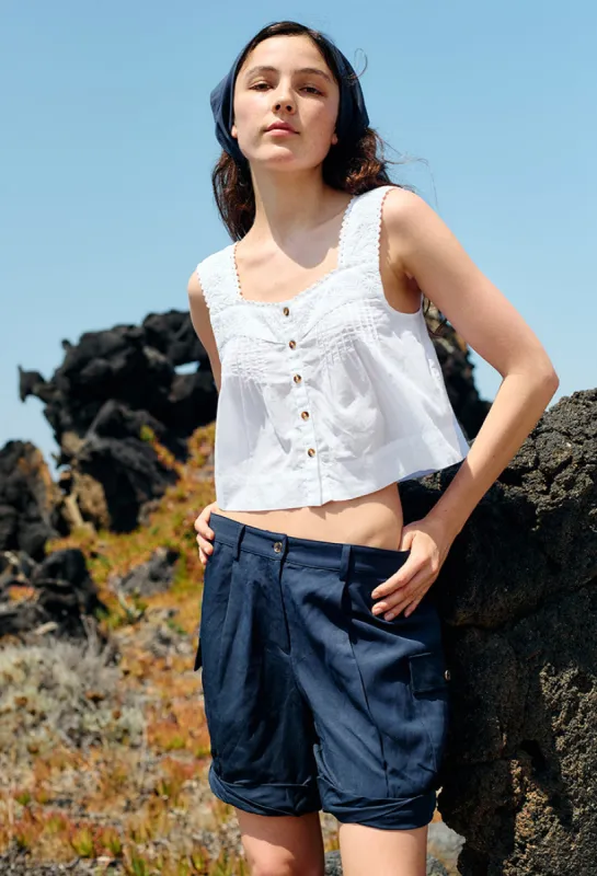 Izabel White Cotton Sleeveless Top sold by Ciao Lucia