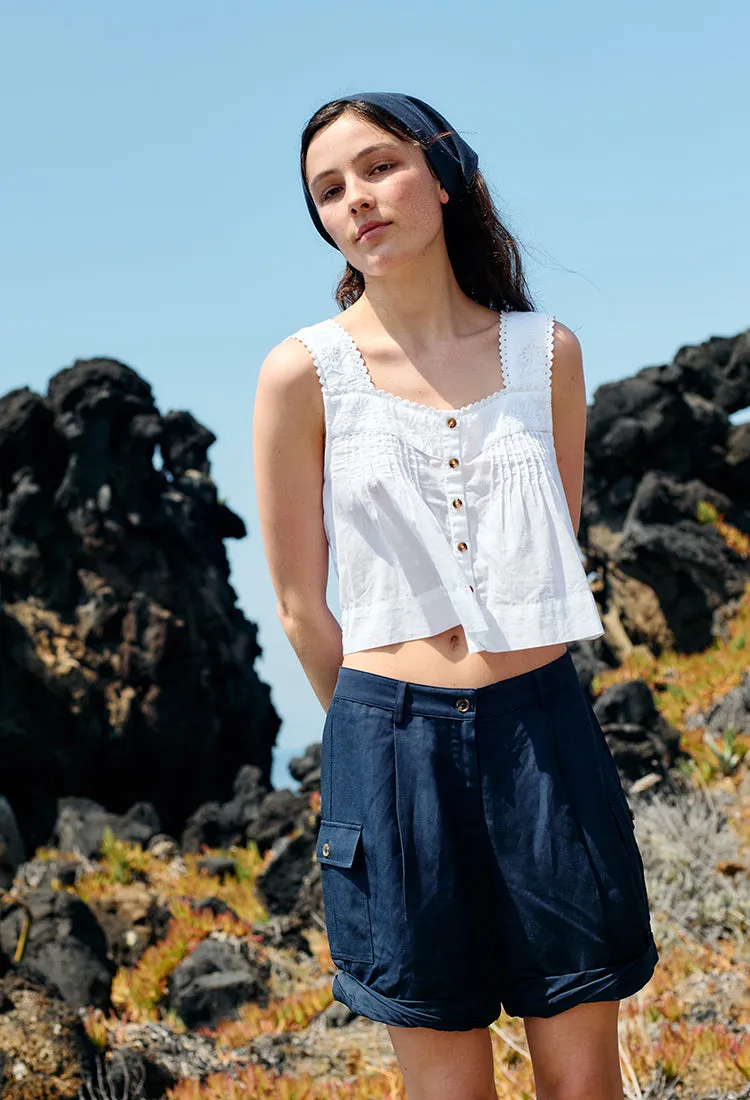 Izabel White Cotton Sleeveless Top sold by Ciao Lucia product image thumbnail 4
