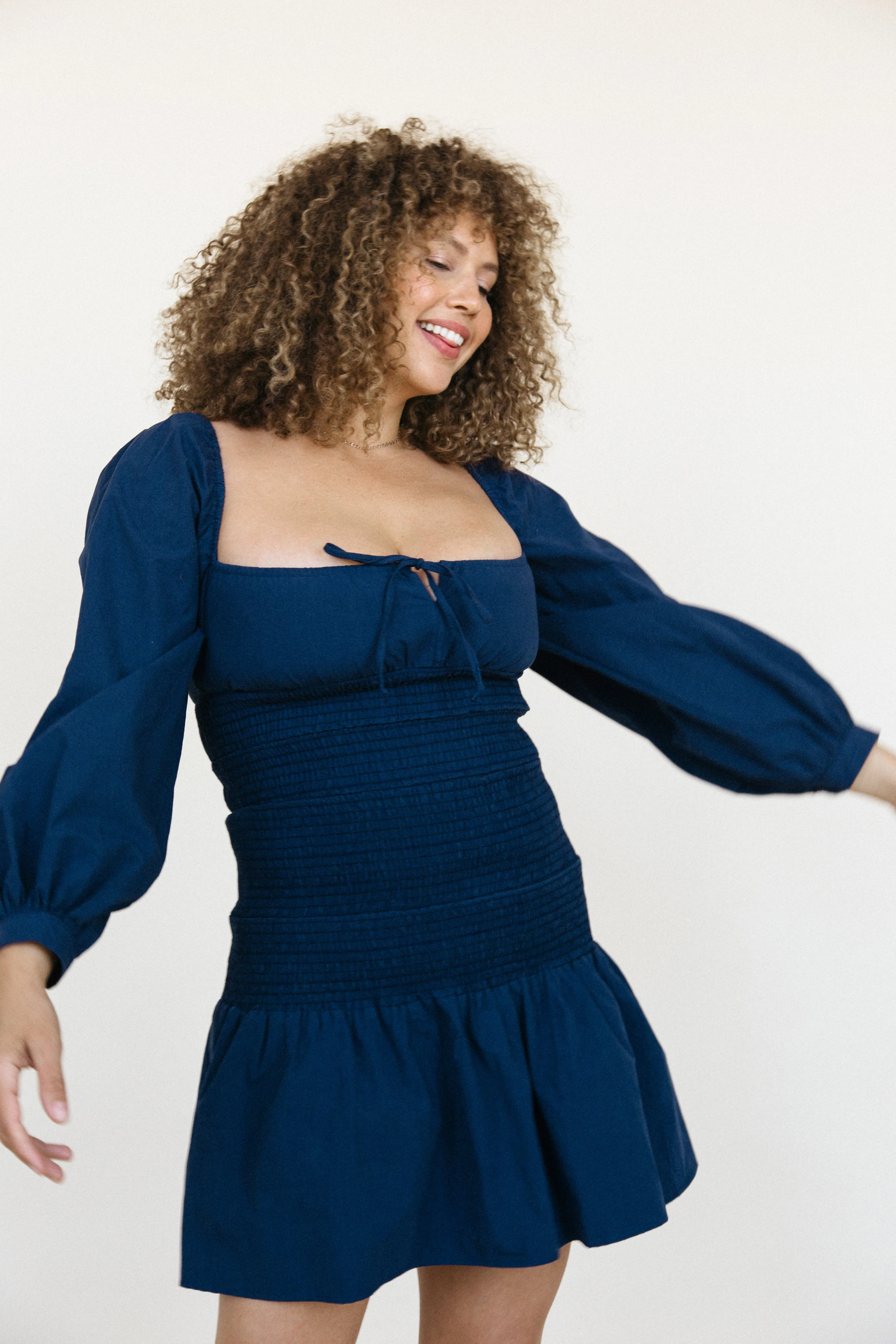 Nina Dress Navy Washed Cotton sold by Ciao Lucia product image thumbnail 2