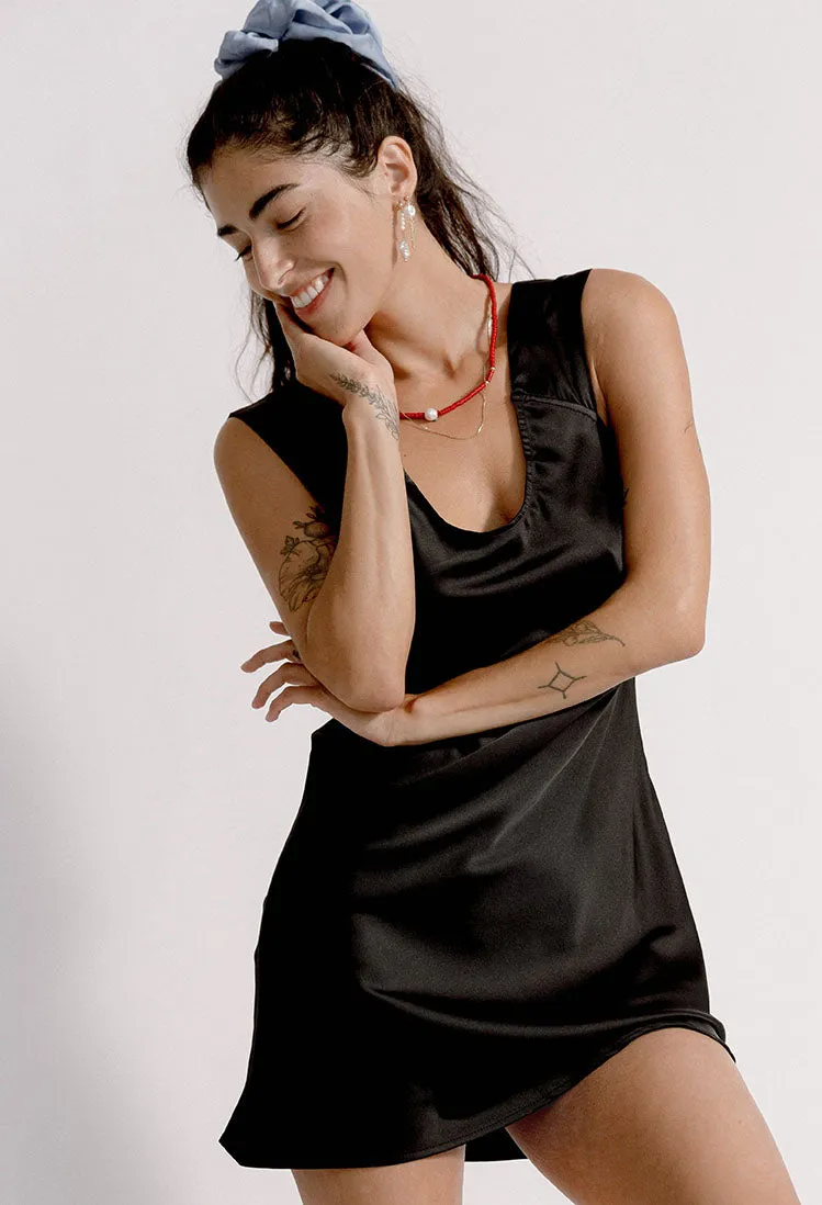 Dila Dress Black Charmeuse sold by Ciao Lucia