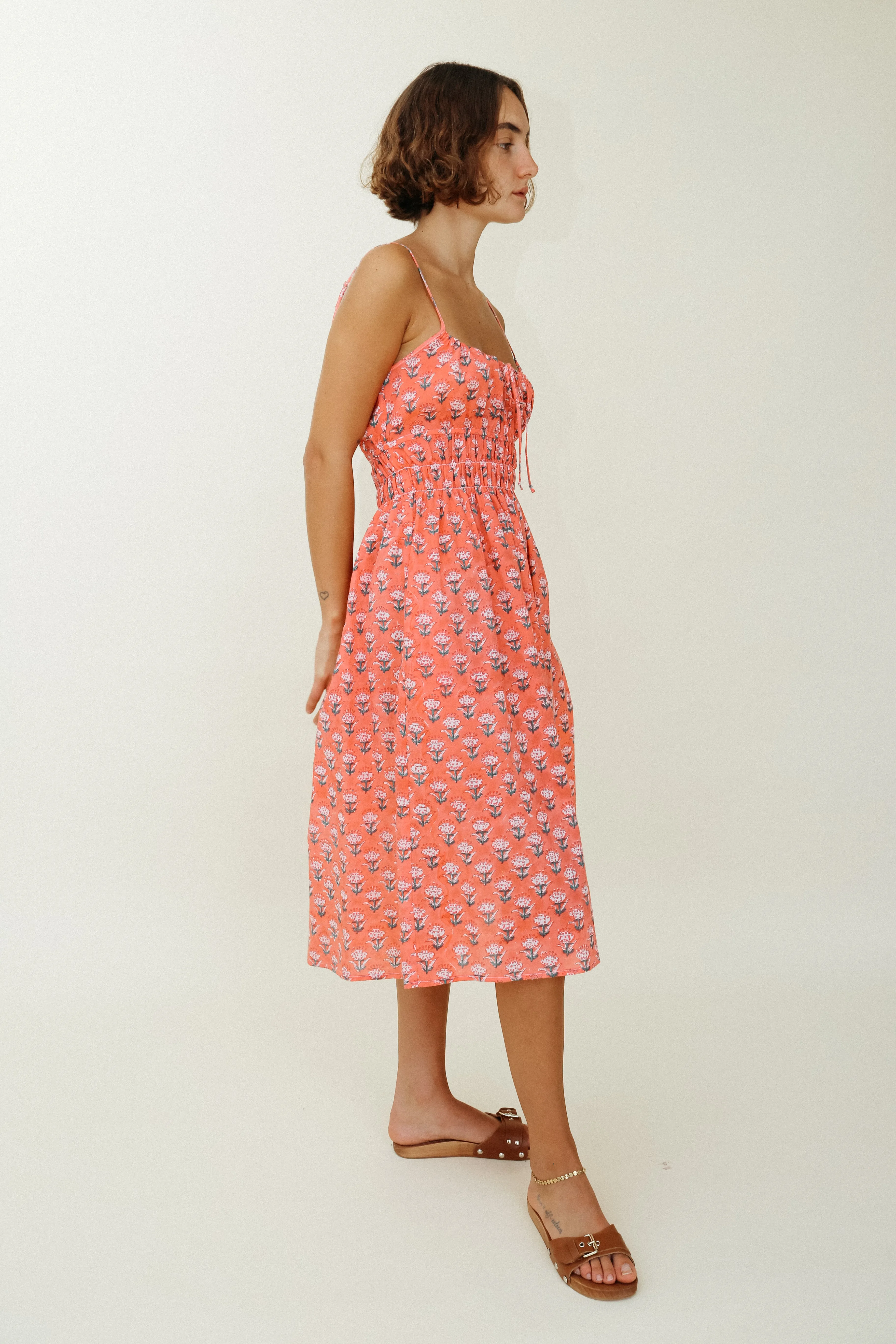 Gabriela Dress Coral Floral Block Print sold by Ciao Lucia product image thumbnail 4