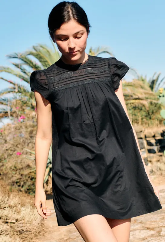 Anabela Black Cotton Mini Dress made by Ciao Lucia