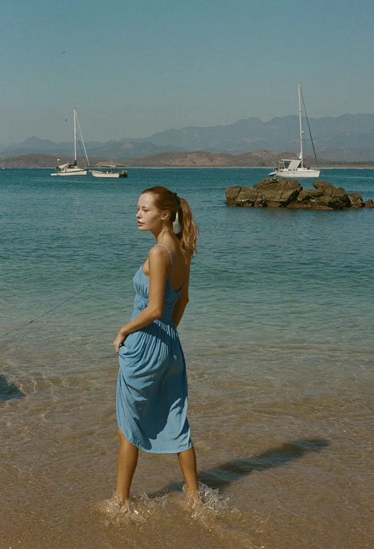 Gabriela Amalfi Blue Silky Dress sold by Ciao Lucia product image thumbnail 3