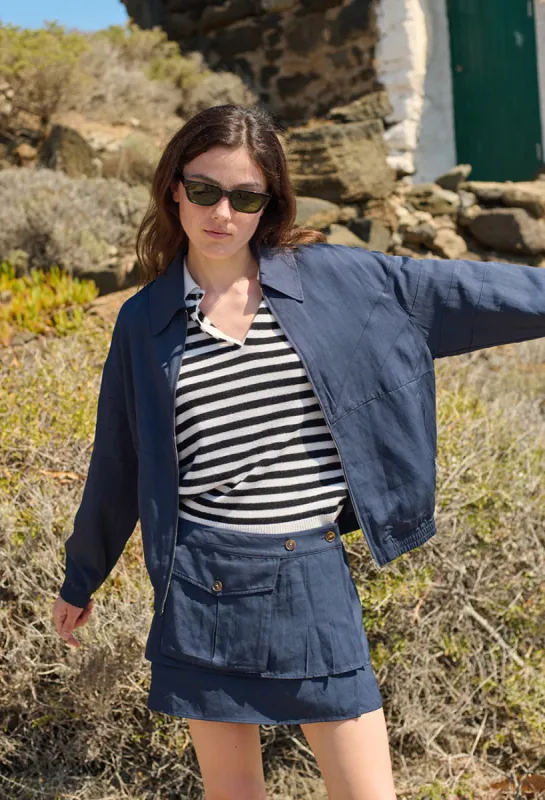 Oskar Navy Twill Mini Skirt made by Ciao Lucia