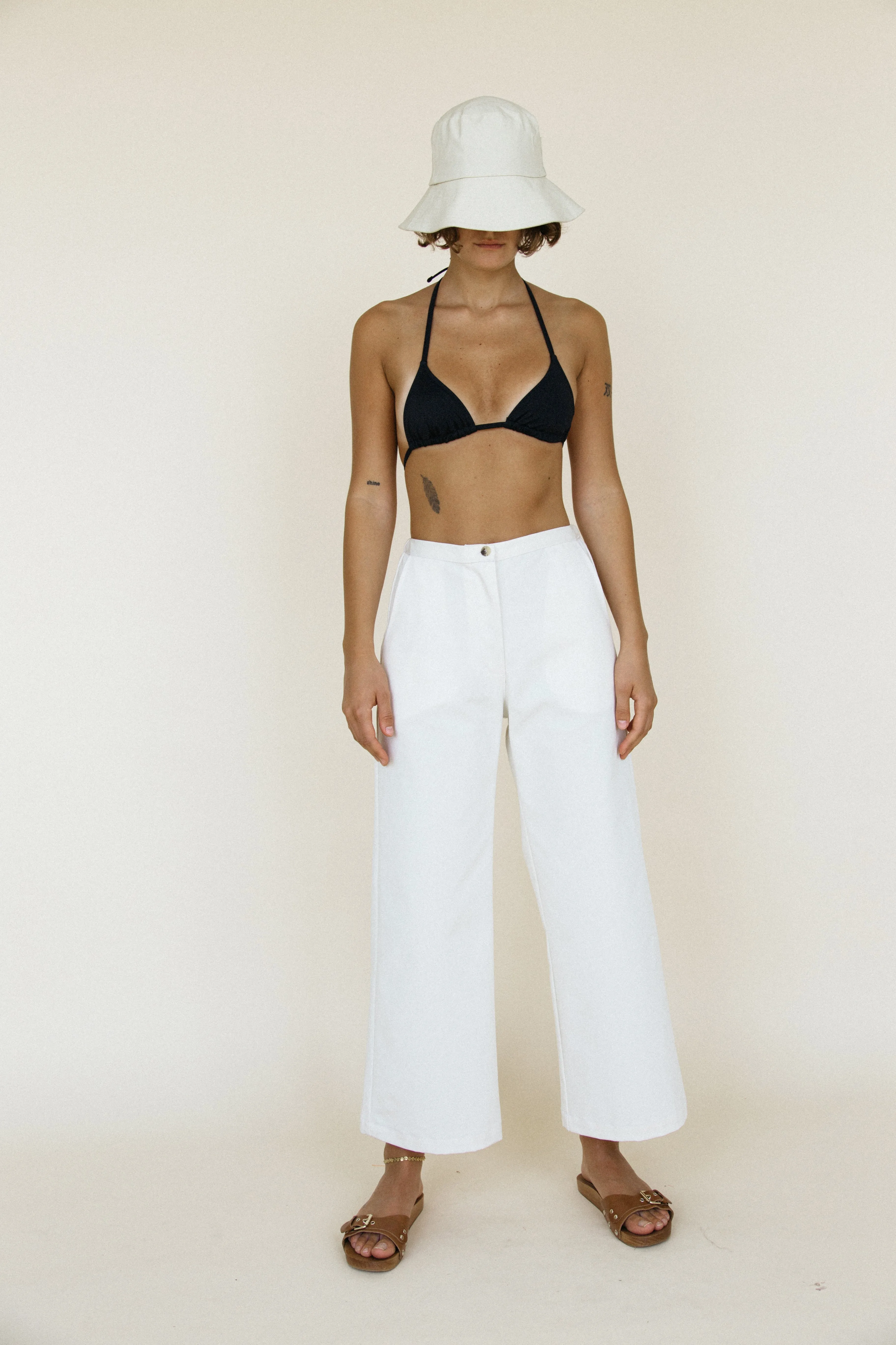 Orlando Pant Sustainable Canvas Ivory sold by Ciao Lucia