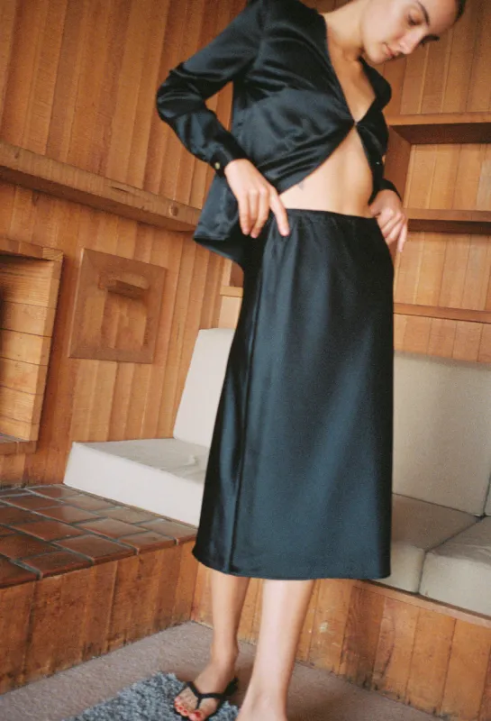 Valeria Skirt Black Charmeuse sold by Ciao Lucia
