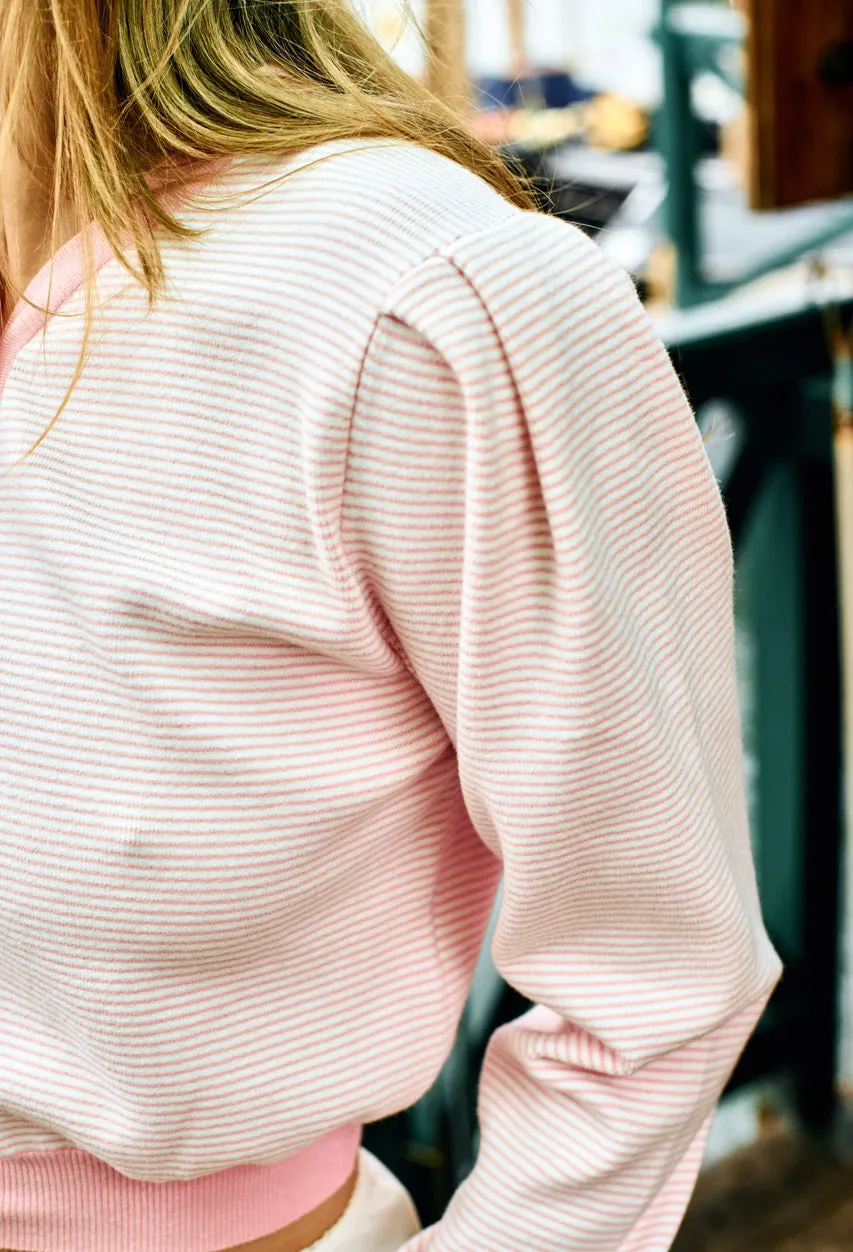 Cherie Pink + White Stripe Cardigan sold by Ciao Lucia product image thumbnail 3