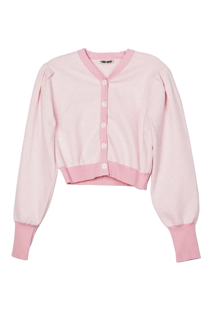 Cherie Pink + White Stripe Cardigan sold by Ciao Lucia product image thumbnail 5