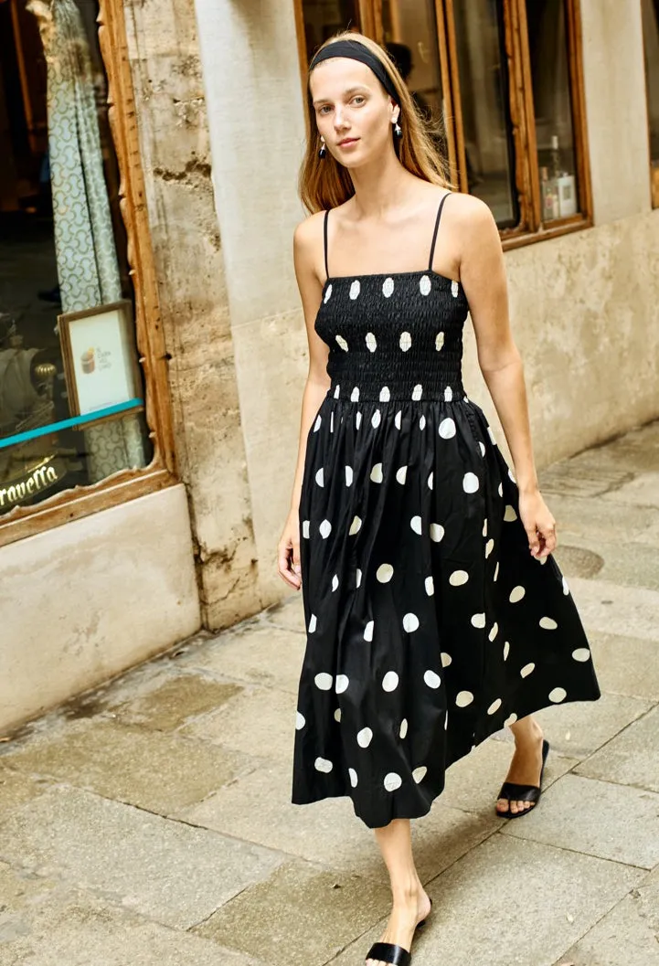 Mael Smocked Polka Dot Midi Dress sold by Ciao Lucia product image thumbnail 5