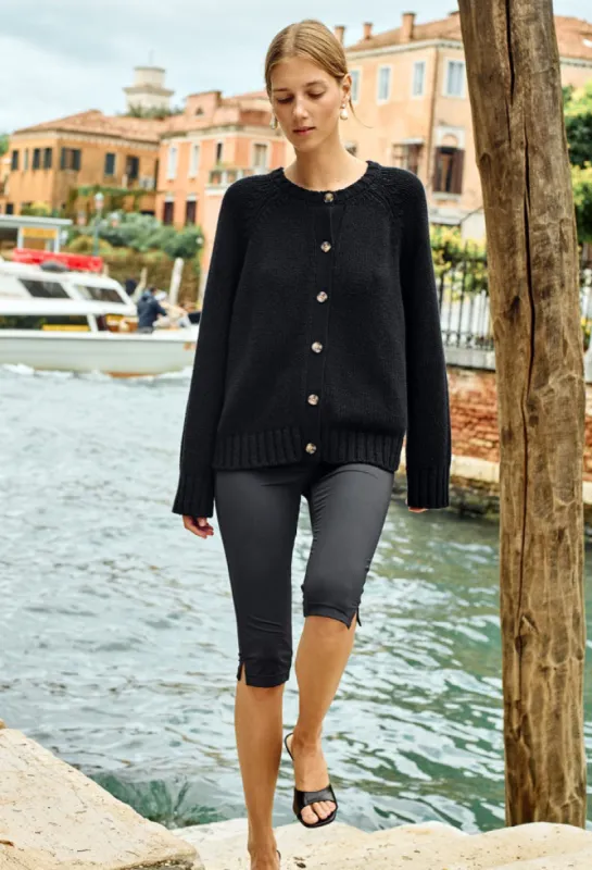 Cecile Black Cotton Cardigan made by Ciao Lucia