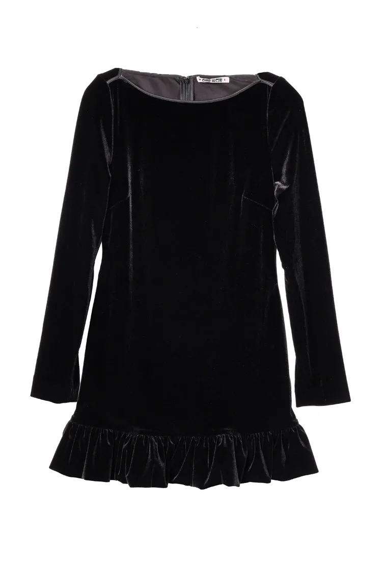 Cosette Ruffled Black Velvet Mini Dress sold by Ciao Lucia product image thumbnail 2