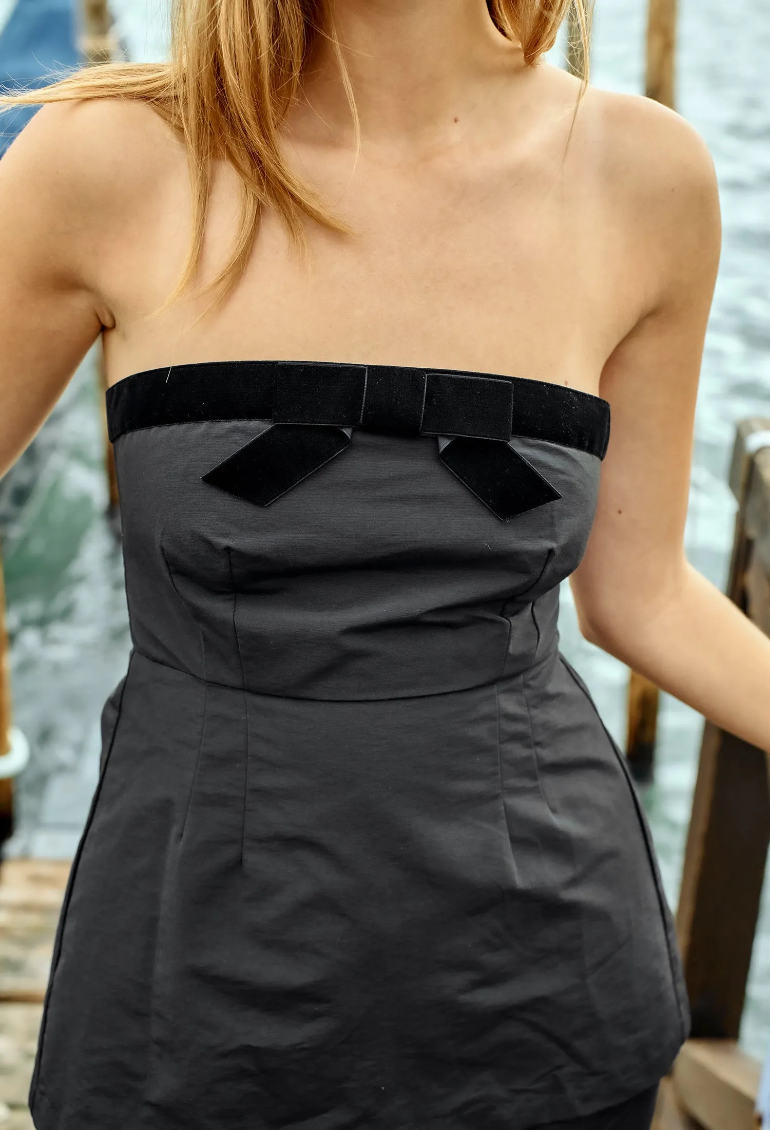 Adeline Faille Strapless Top with Velvet Bow sold by Ciao Lucia product image thumbnail 3