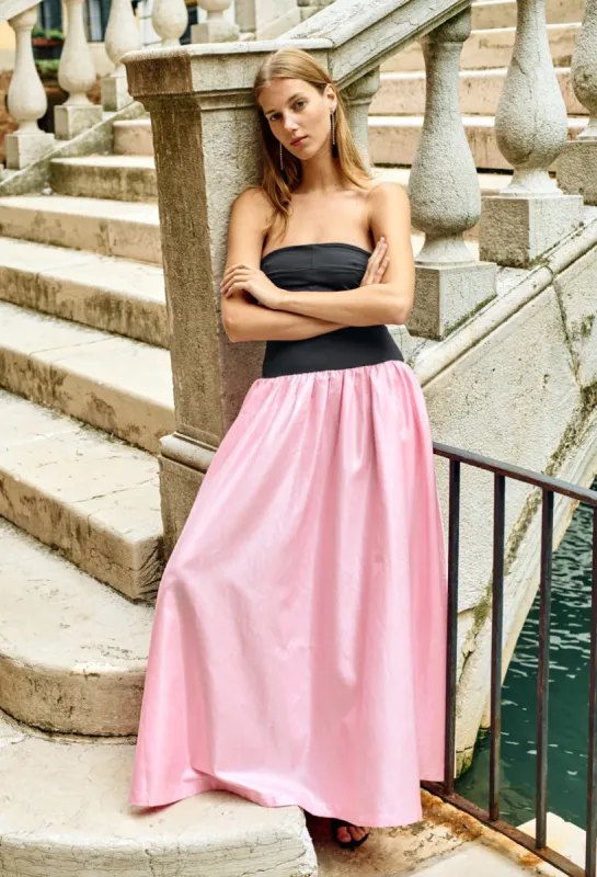 Giselle Pink Taffeta Maxi Dress sold by Ciao Lucia