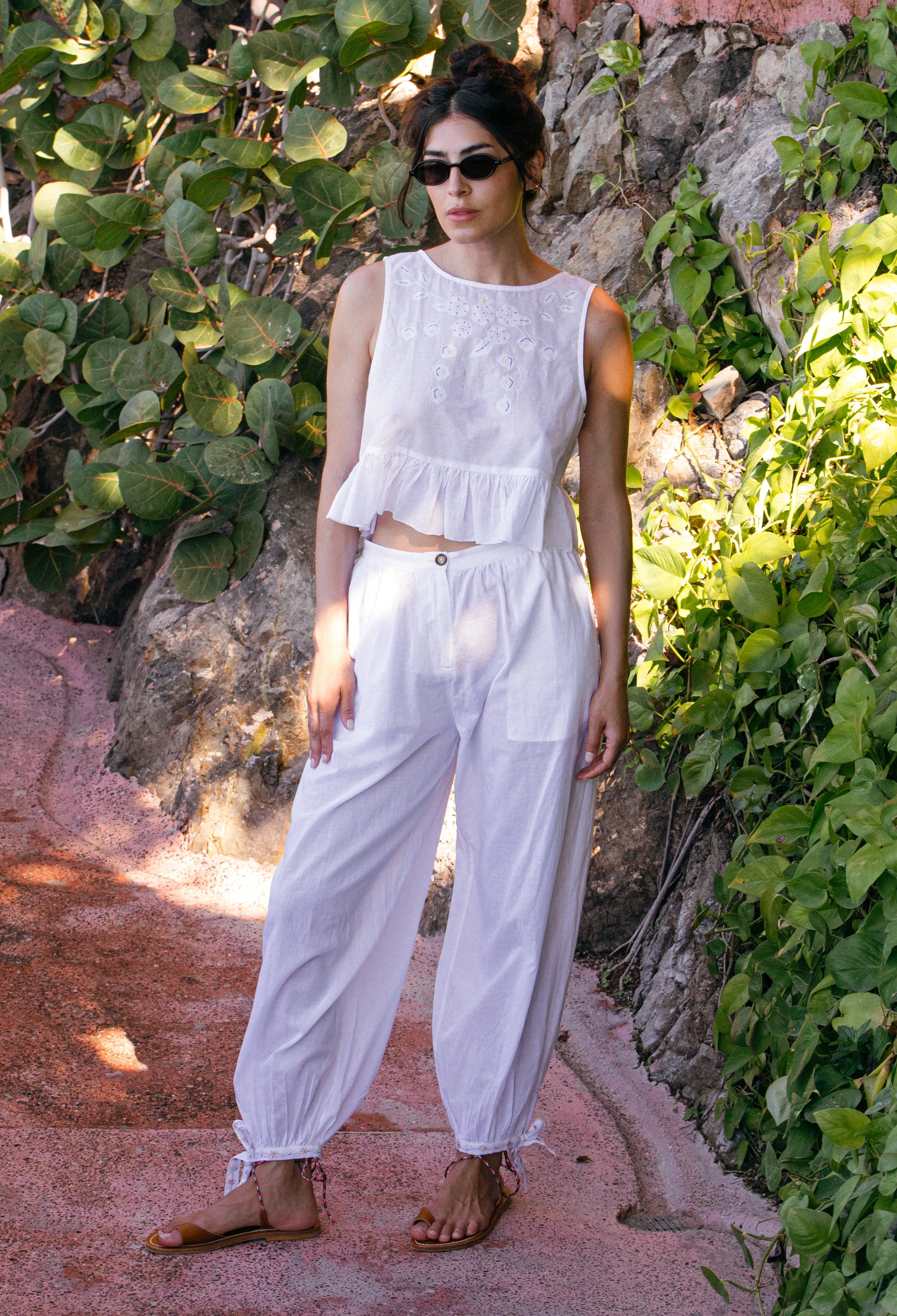 Dalim White Floral Embroidered Cotton Voile Top sold by Ciao Lucia product image thumbnail 5