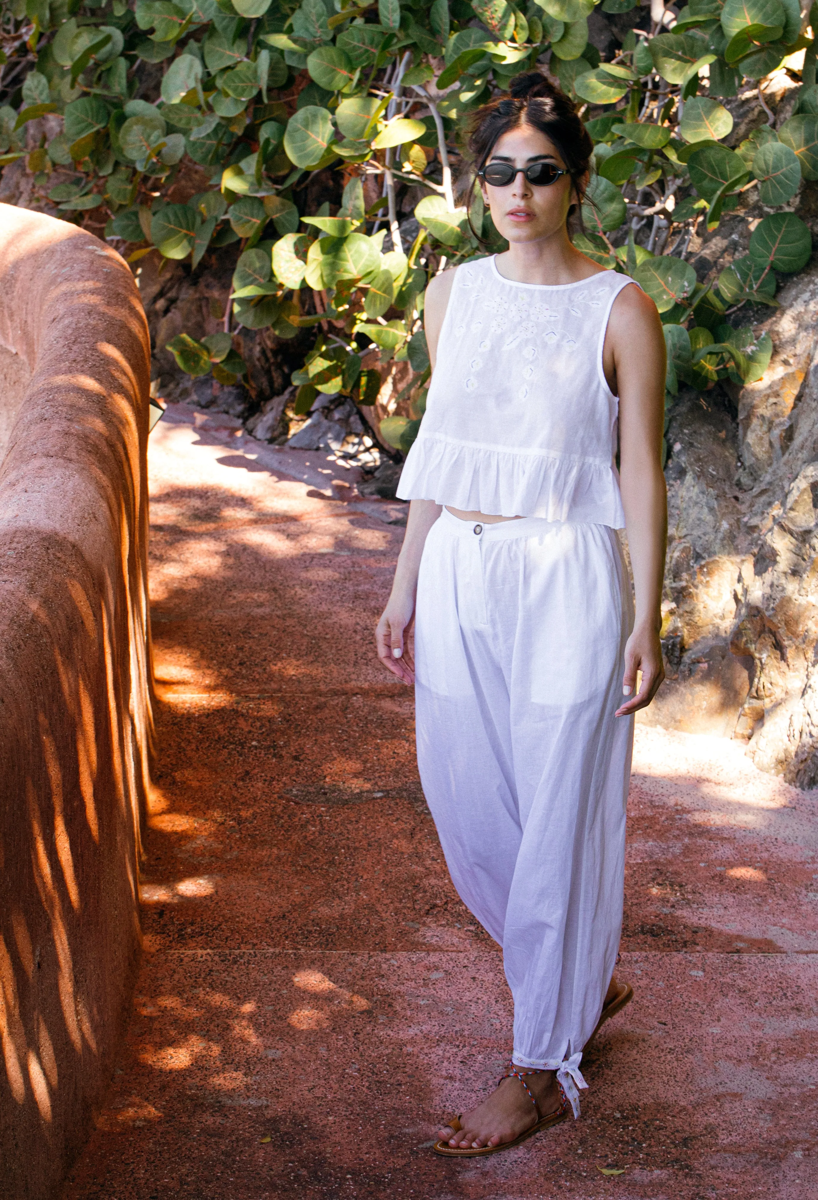 Dalim White Floral Embroidered Cotton Voile Top sold by Ciao Lucia product image thumbnail 4