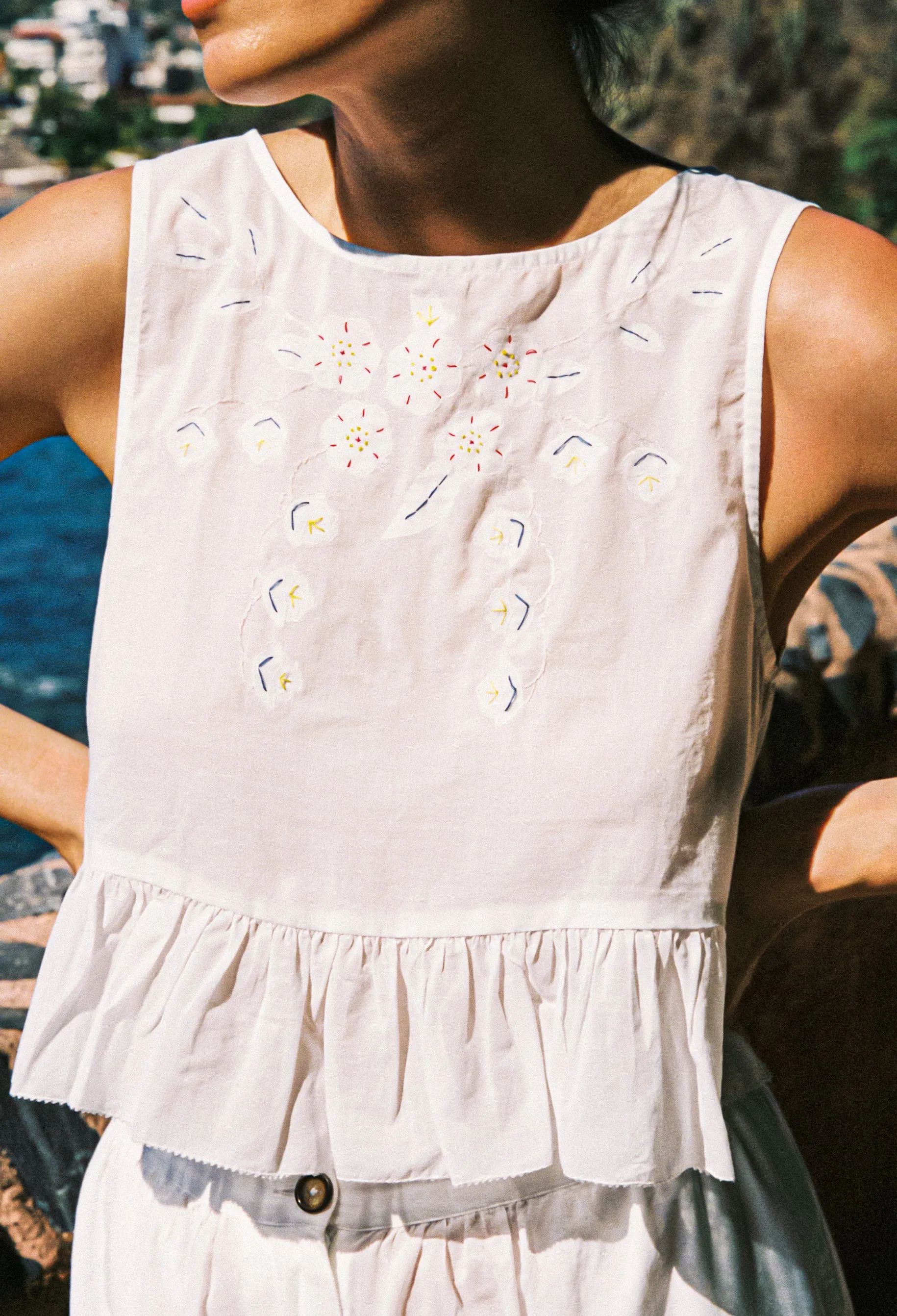 Dalim White Floral Embroidered Cotton Voile Top sold by Ciao Lucia product image thumbnail 2