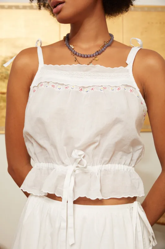 Arae Floral Embroidered White Cotton Voile Top - Pre Order made by Ciao Lucia