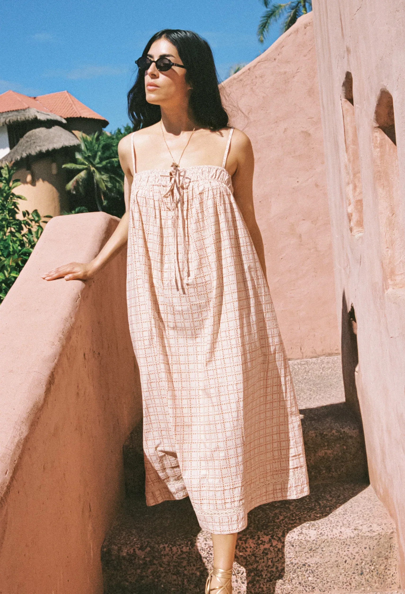 Agostina Check Printed Cotton Dress sold by Ciao Lucia product image thumbnail 3