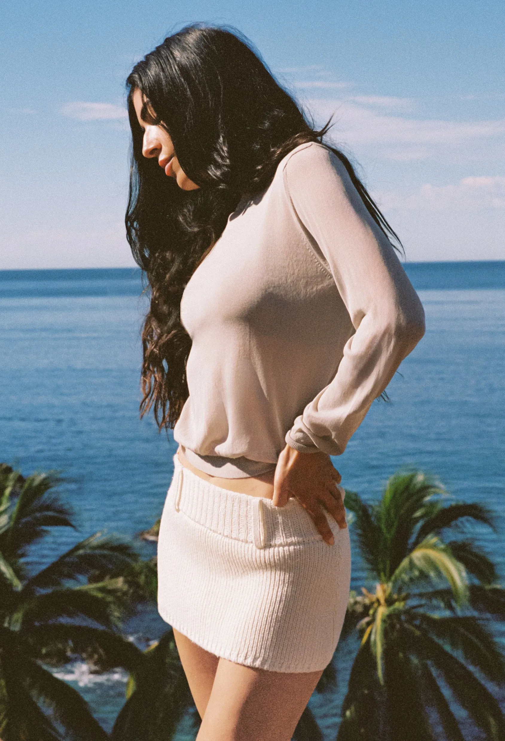 Phoebe White Cotton Knit Skirt sold by Ciao Lucia