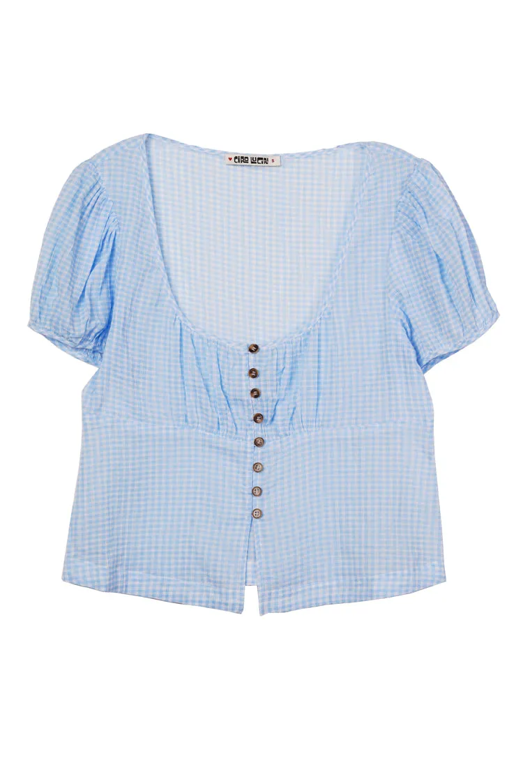 Risi Top Sky Gingham Gauze sold by Ciao Lucia product image thumbnail 3