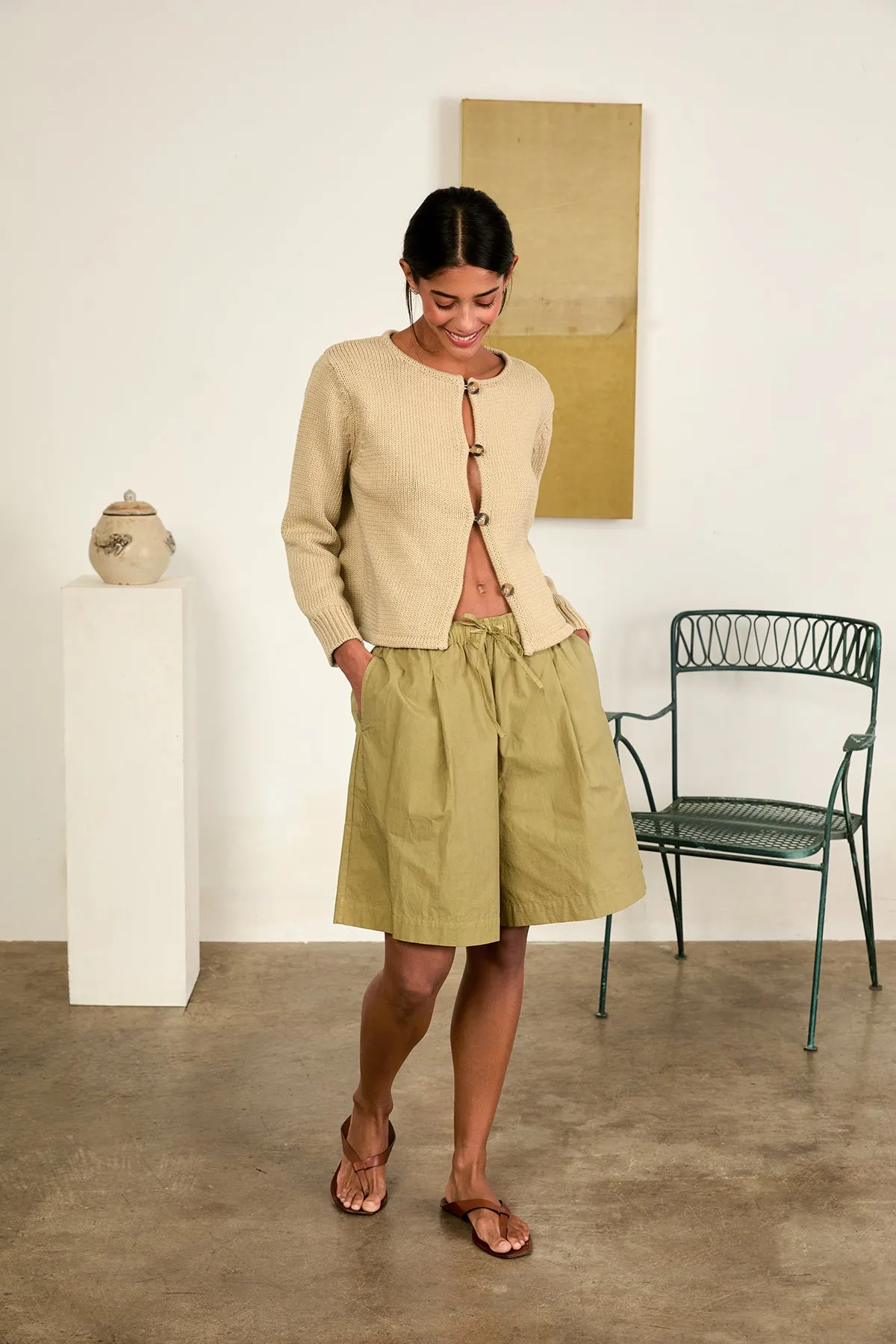 Deo Khaki Cotton Knit Cardigan sold by Ciao Lucia product image thumbnail 3