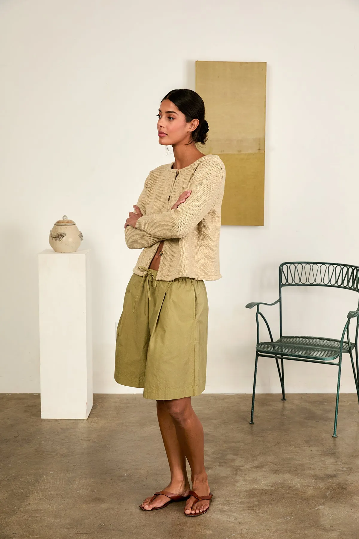 Deo Khaki Cotton Knit Cardigan sold by Ciao Lucia product image thumbnail 4