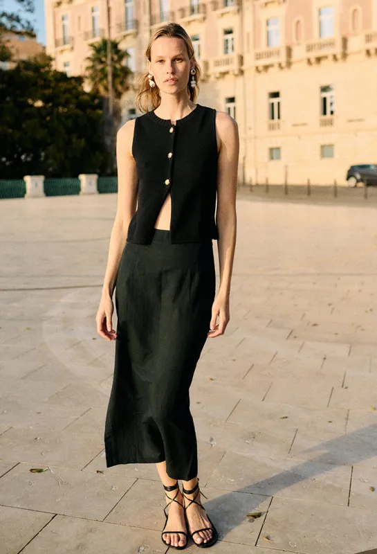 Enea Knit Black Vest sold by Ciao Lucia