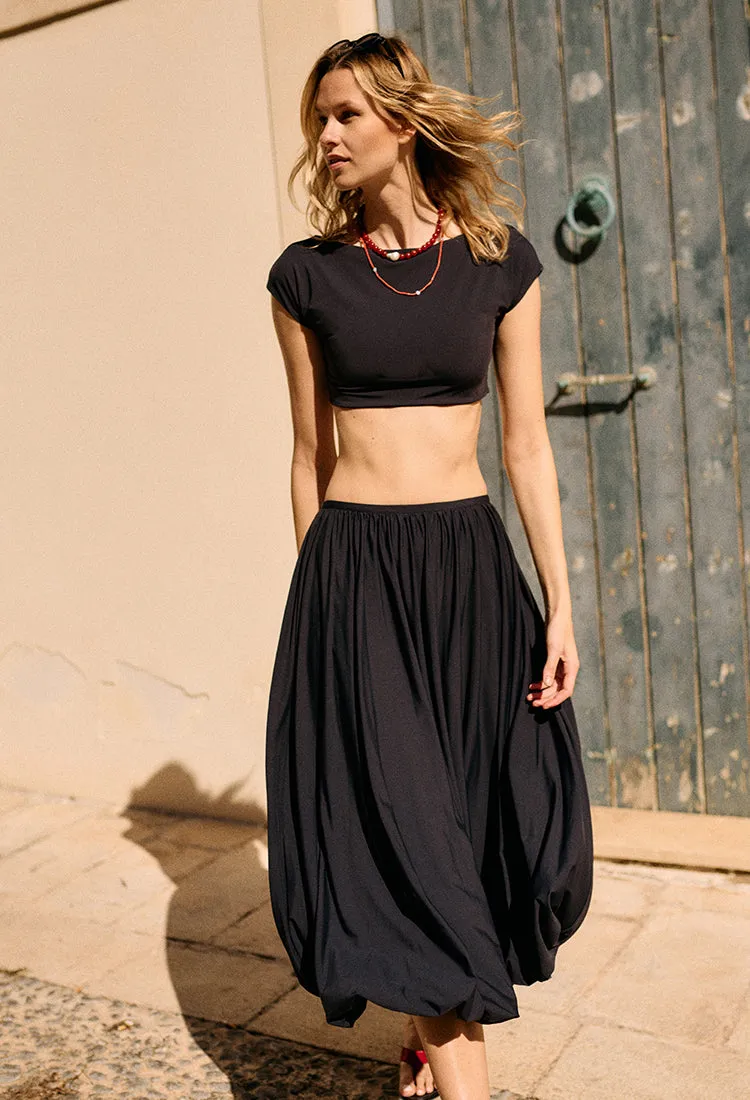 Marcella Black Jersey Bubble Maxi Skirt sold by Ciao Lucia product image thumbnail 3