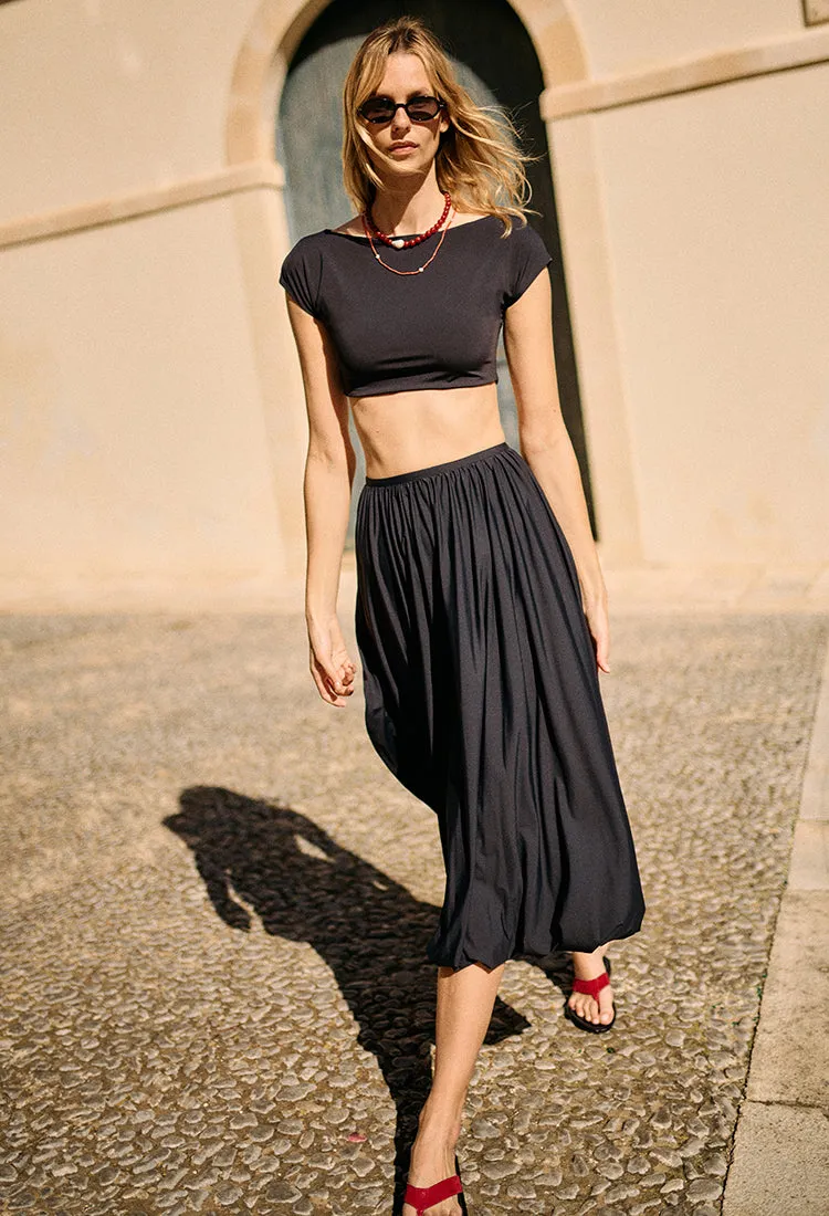 Marcella Black Jersey Bubble Maxi Skirt sold by Ciao Lucia product image thumbnail 4