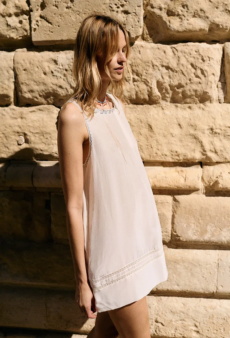 Pavo Embroidered Ivory Silk Dress sold by Ciao Lucia product image thumbnail 3