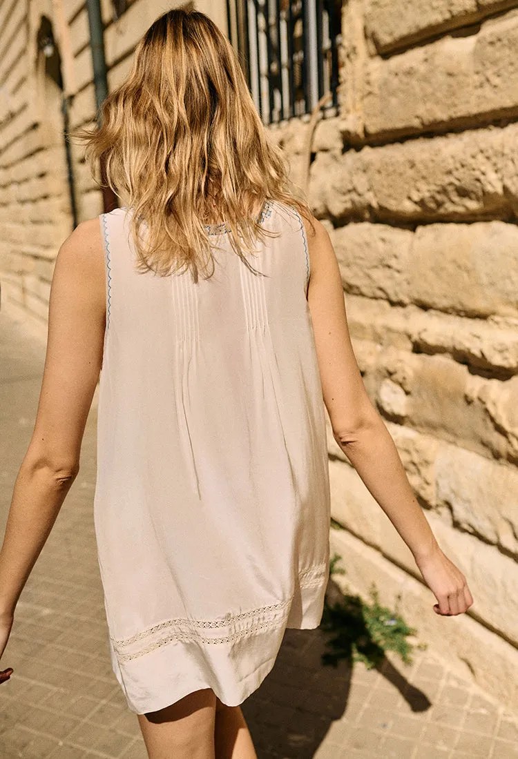 Pavo Embroidered Ivory Silk Dress sold by Ciao Lucia product image thumbnail 2