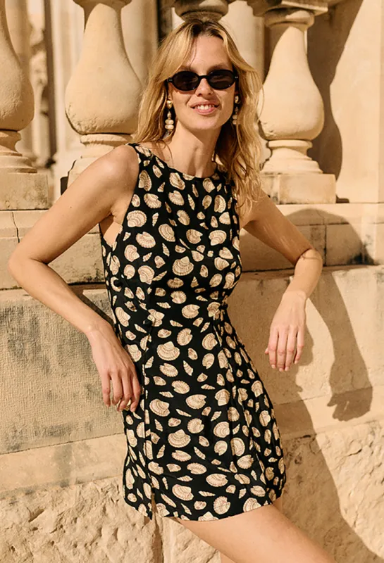 Martina Shell Print Silk Mini Dress sold by Ciao Lucia