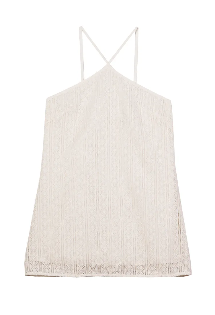 Noemi White Crochet Lace Mini Dress sold by Ciao Lucia product image thumbnail 5