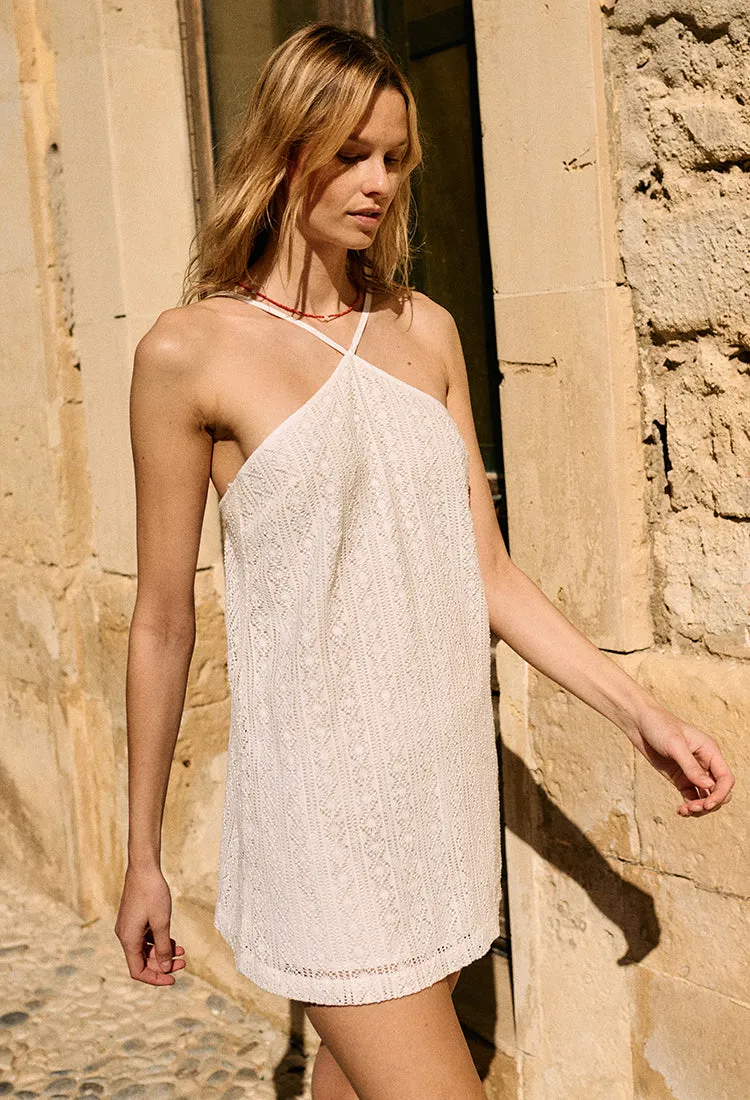 Noemi White Crochet Lace Mini Dress sold by Ciao Lucia product image thumbnail 3