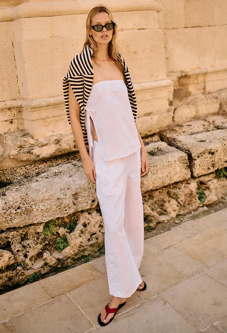 Ermanno White Embroidered Linen Pant sold by Ciao Lucia product image thumbnail 3