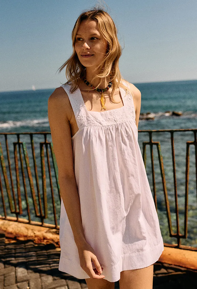 Serra White Embroidered Linen Mini Dress sold by Ciao Lucia product image thumbnail 3