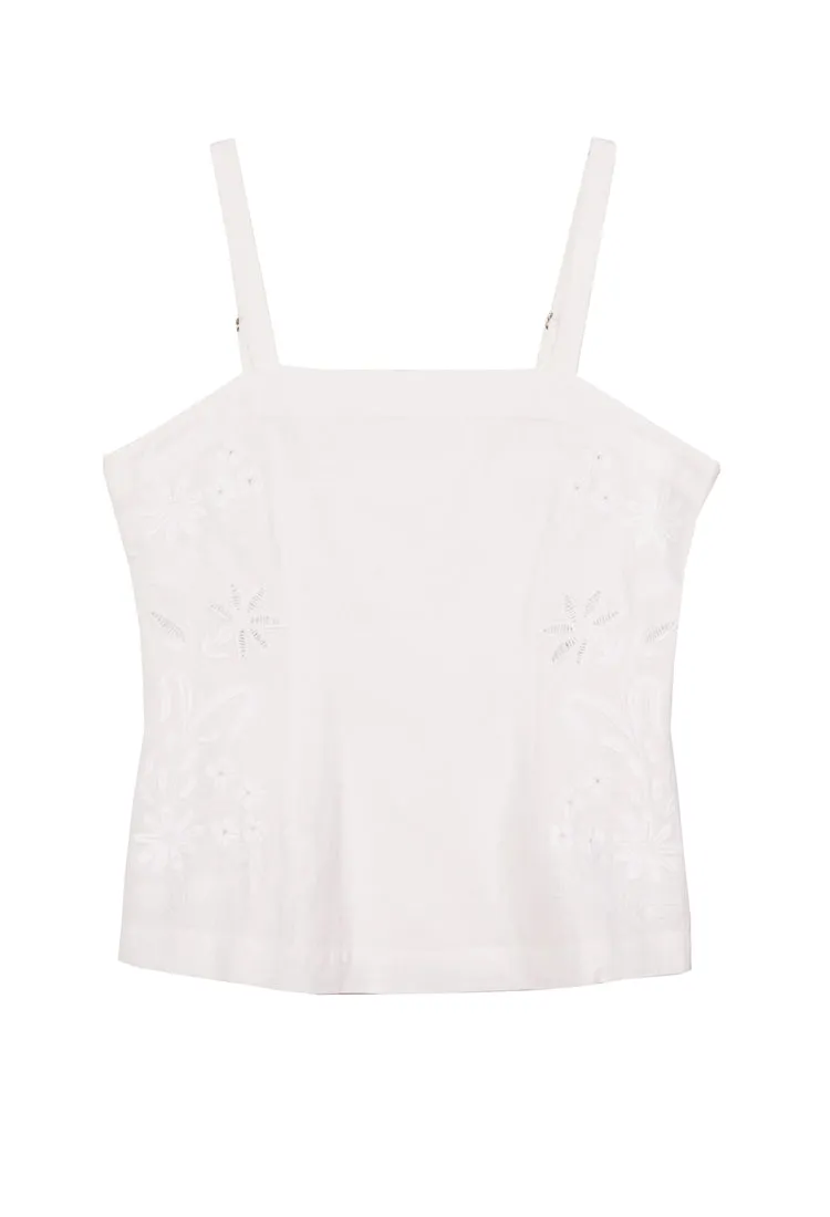 Ipanema White Embroidered Linen Top sold by Ciao Lucia product image thumbnail 4