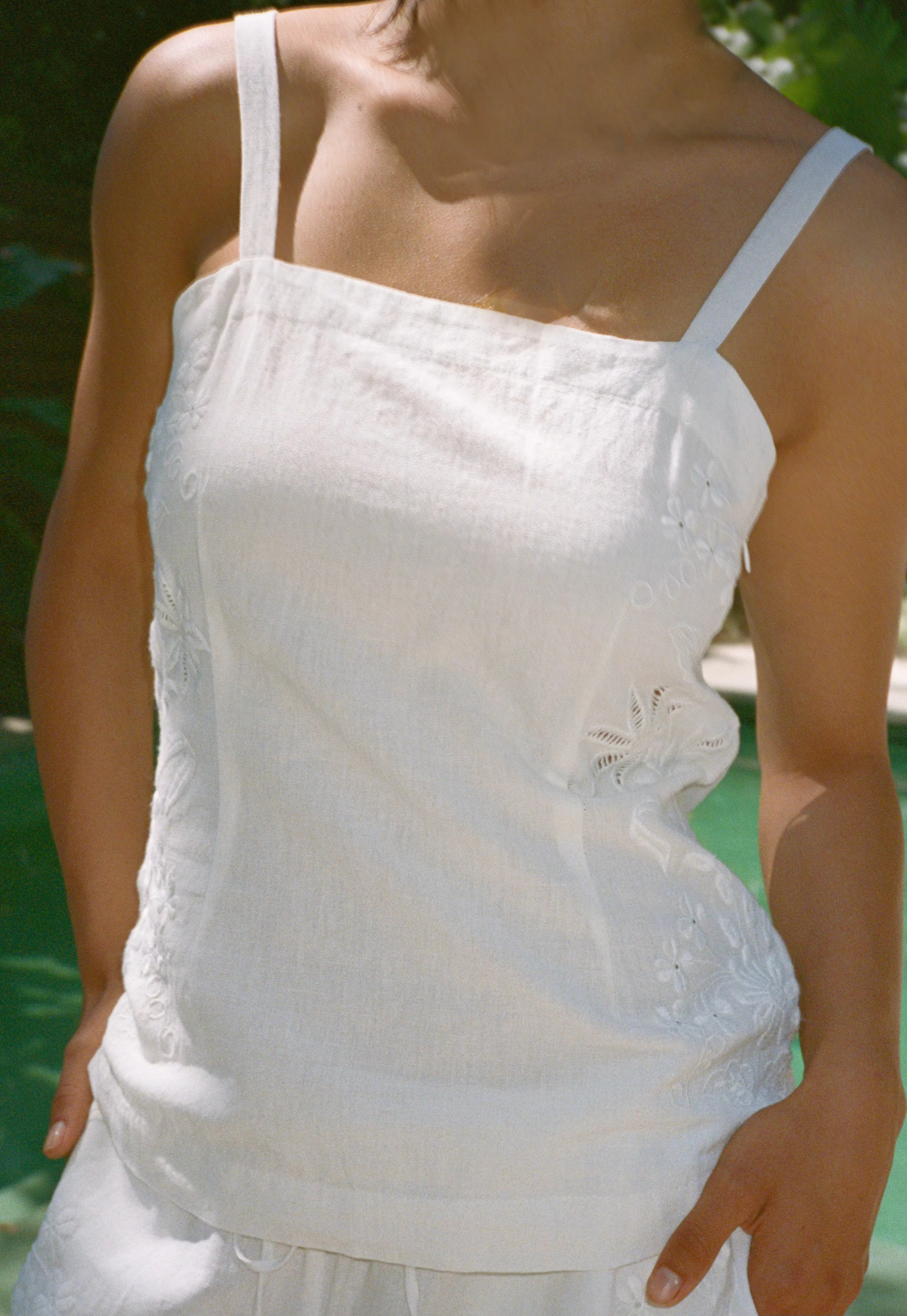 Ipanema White Embroidered Linen Top sold by Ciao Lucia