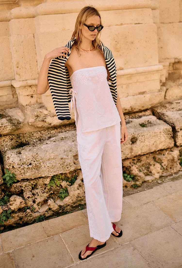 Sebastian White Embroidered Linen Top sold by Ciao Lucia