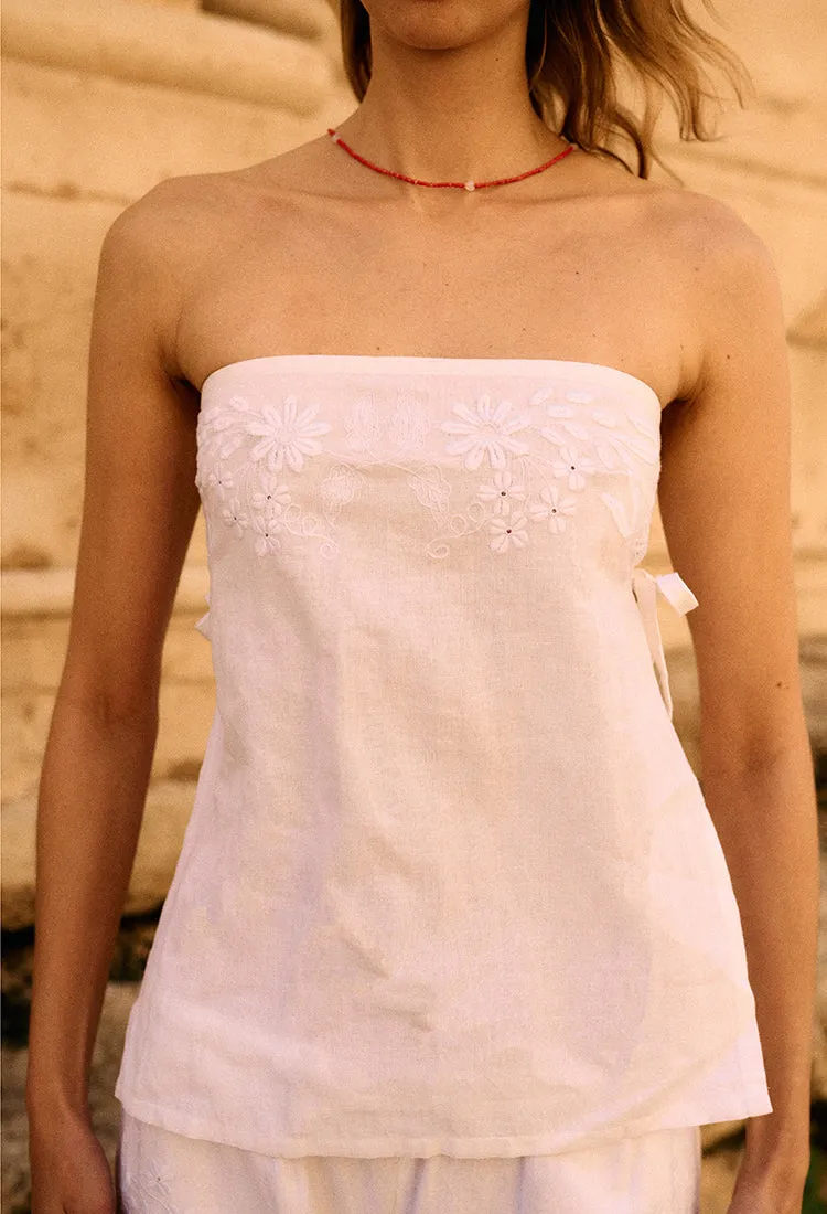 Sebastian White Embroidered Linen Top sold by Ciao Lucia product image thumbnail 3