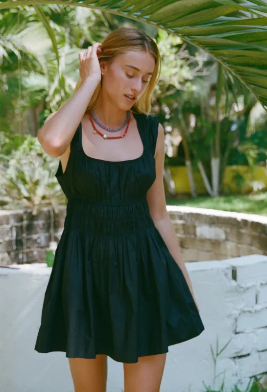 Abella Black Cotton Poplin Mini Dress sold by Ciao Lucia