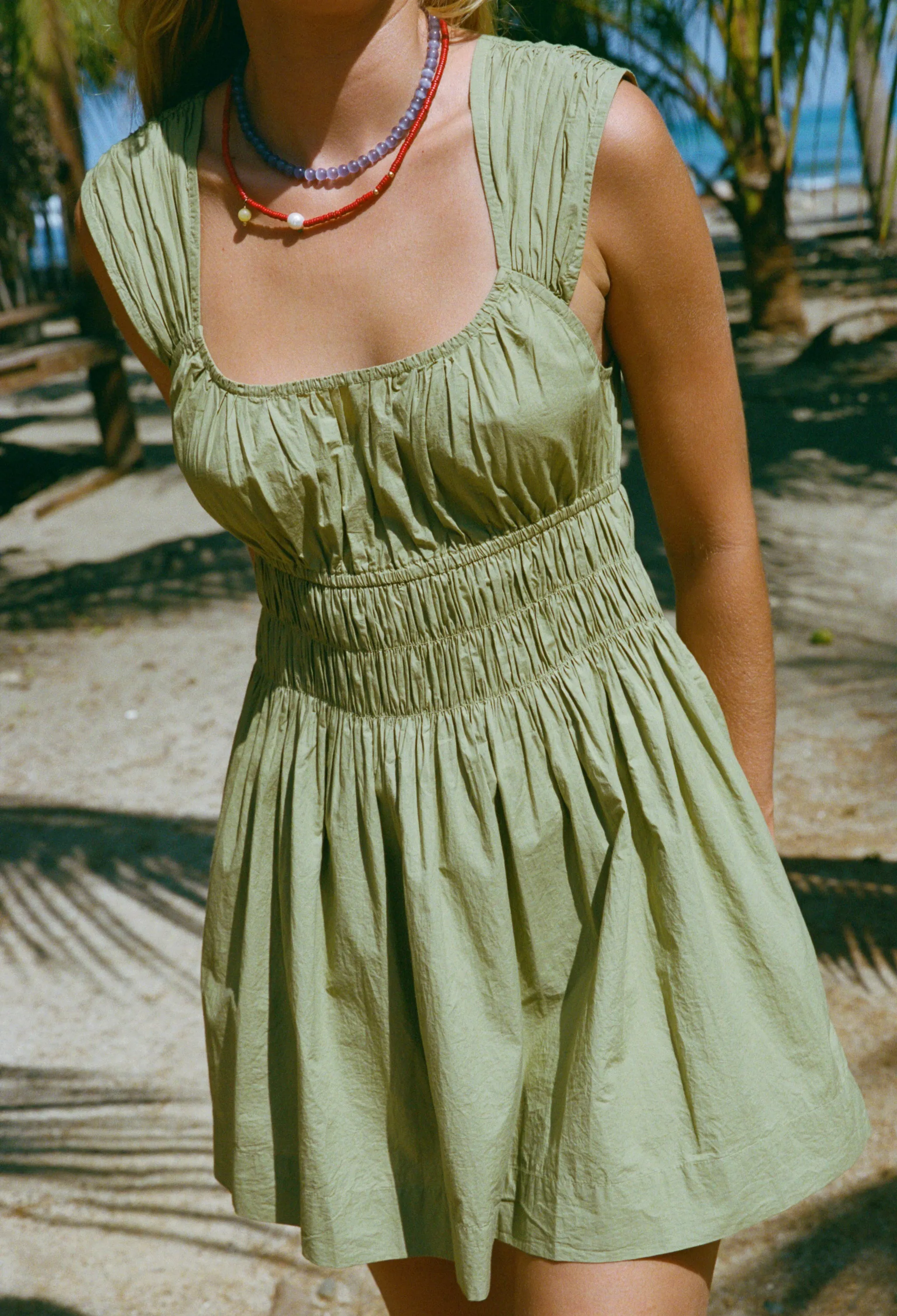 Abella Khaki Washed Cotton Poplin Dress sold by Ciao Lucia