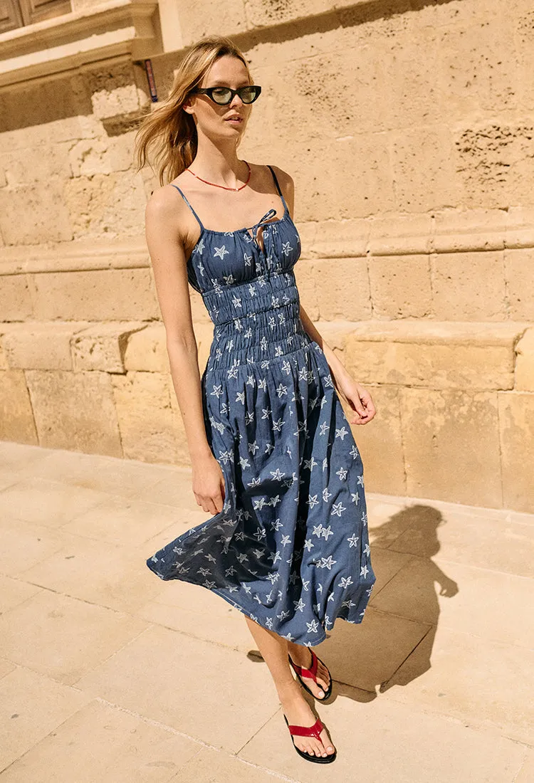 Russo Starfish Print Cotton Voile Midi Dress sold by Ciao Lucia