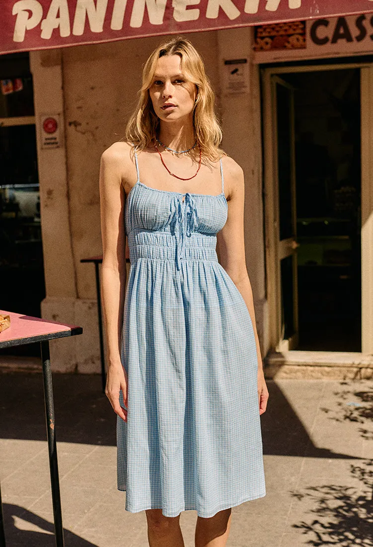 Gabriela Sky Gingham Midi Dress sold by Ciao Lucia product image thumbnail 5