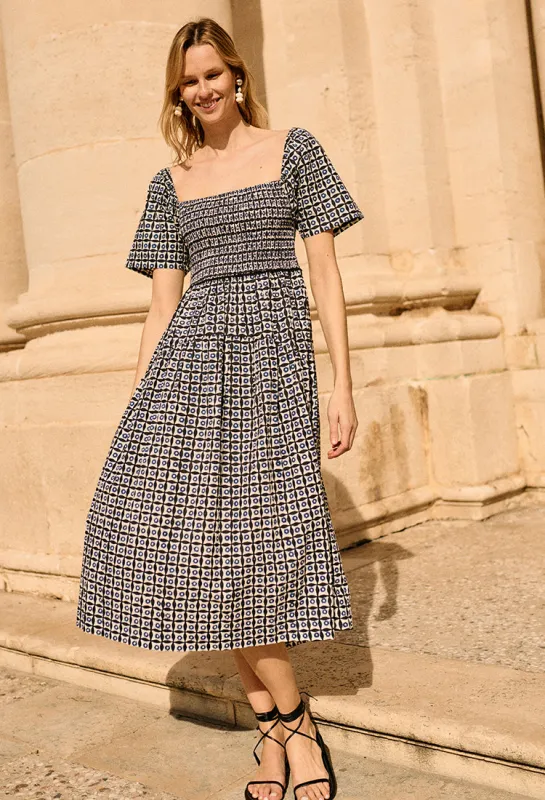 Cassani Solar Print Cotton Poplin Dress made by Ciao Lucia